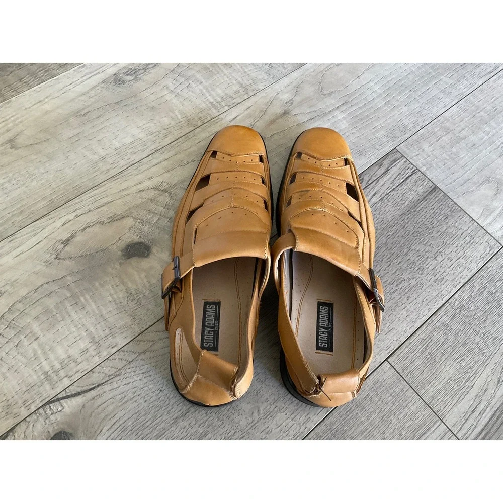 Stacy Adams Mens Tan Leather Fisherman Sandals Monk Strap Huarache 24788-280 8M‎